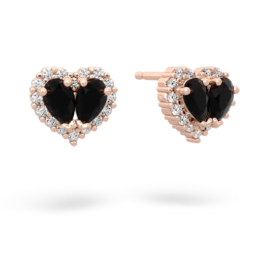 onyx-onyx halo-heart earrings
