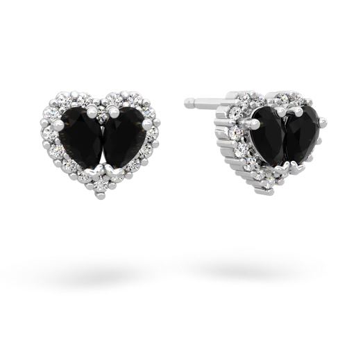 onyx-onyx halo-heart earrings