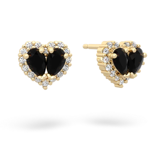 onyx-onyx halo-heart earrings