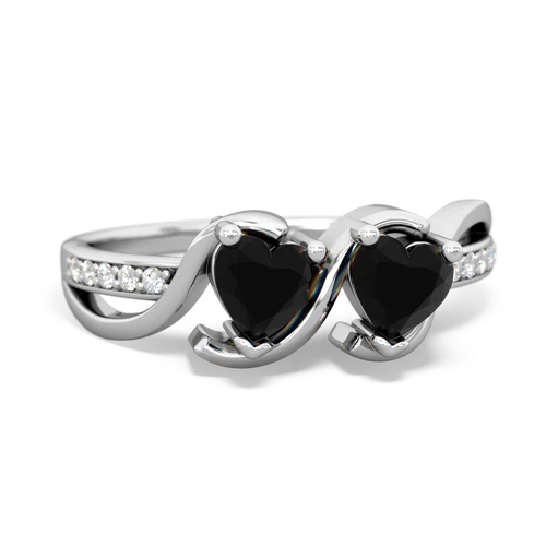 onyx-onyx double heart ring