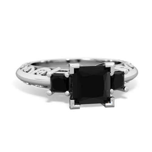 onyx-lab sapphire engagement ring