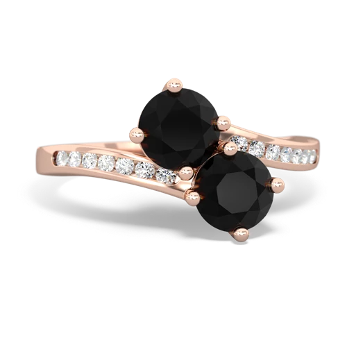 onyx-onyx two stone channel ring