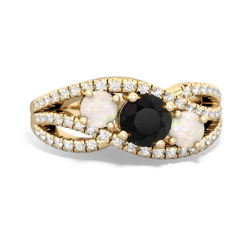 onyx-opal three stone pave ring