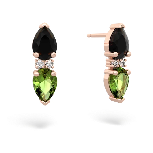 onyx-peridot bowtie earrings