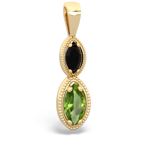 onyx-peridot antique milgrain pendant