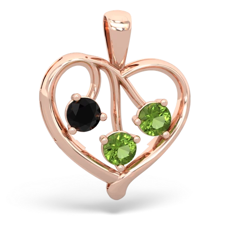 onyx-peridot love heart pendant