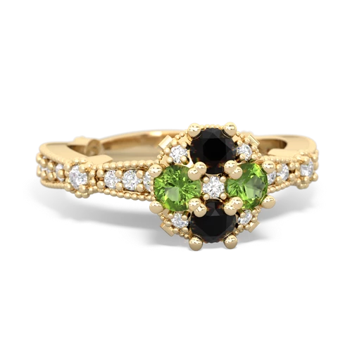 onyx-peridot art deco engagement ring