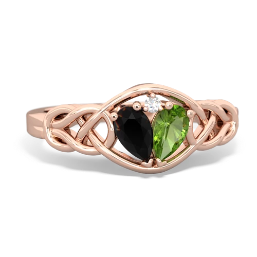 onyx-peridot celtic knot ring