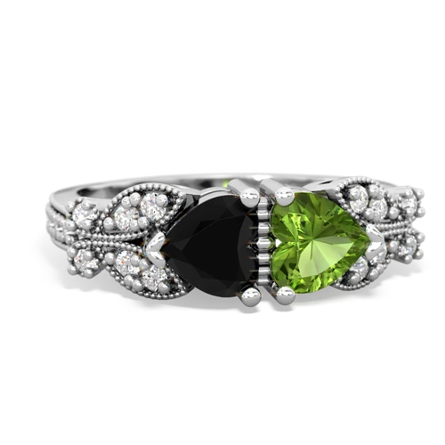 onyx-peridot keepsake butterfly ring