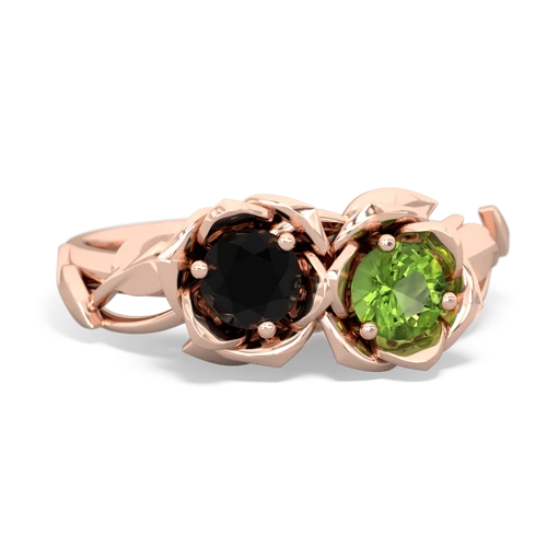 onyx-peridot roses ring