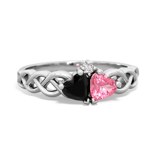 onyx-pink sapphire celtic braid ring