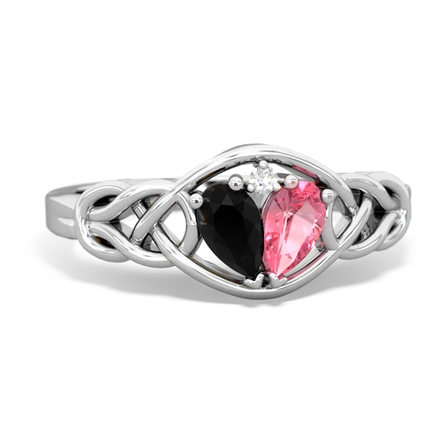 onyx-pink sapphire celtic knot ring