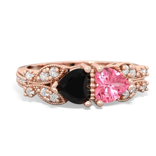 onyx-pink sapphire keepsake butterfly ring