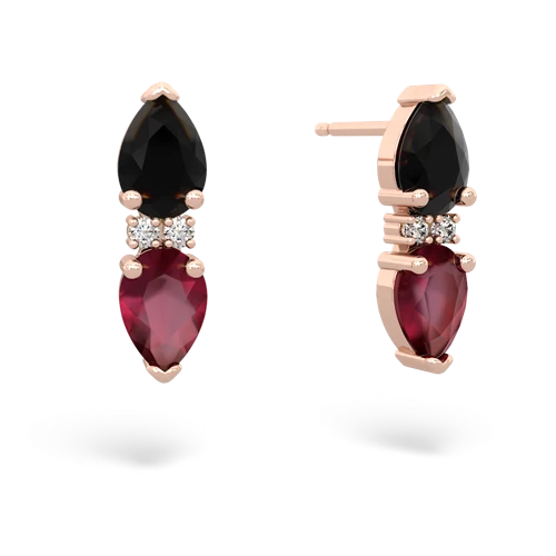 onyx-ruby bowtie earrings