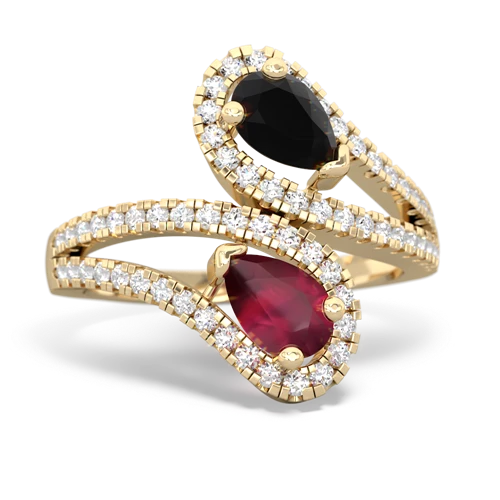 onyx-ruby pave swirls ring