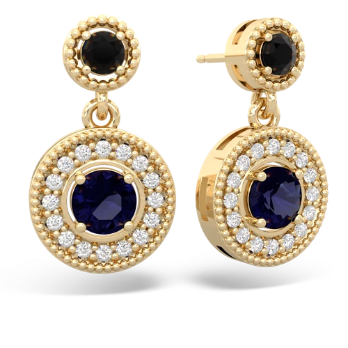 onyx-sapphire halo earrings