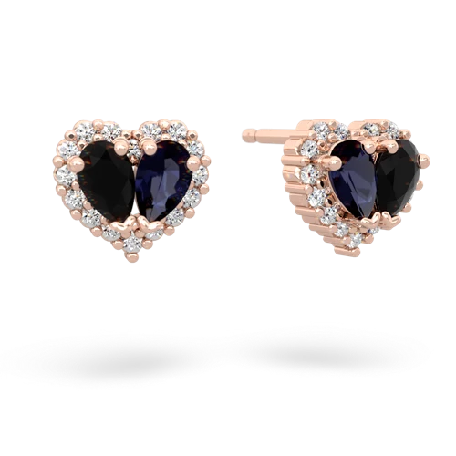 onyx-sapphire halo-heart earrings