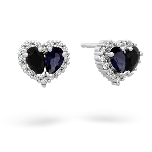 onyx-sapphire halo-heart earrings