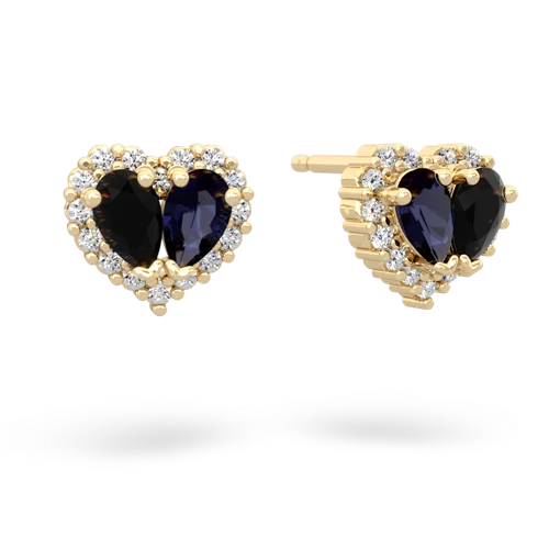onyx-sapphire halo-heart earrings
