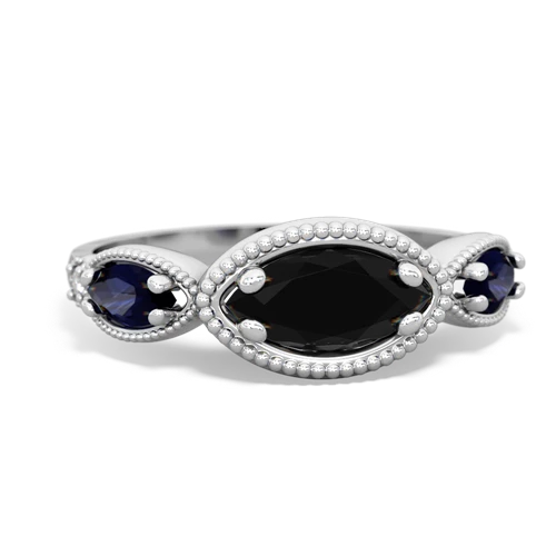 onyx-sapphire milgrain marquise ring