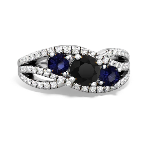 onyx-sapphire three stone pave ring