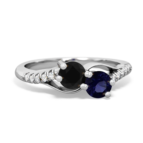 onyx-sapphire two stone infinity ring