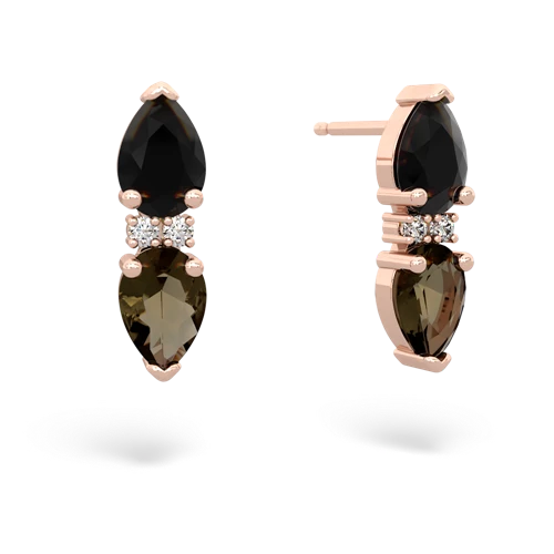 onyx-smoky quartz bowtie earrings