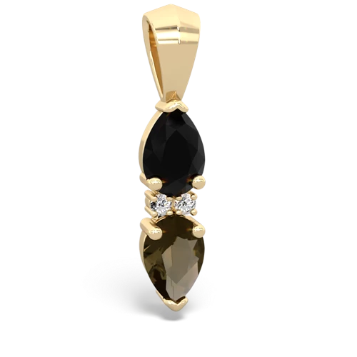 onyx-smoky quartz bowtie pendant