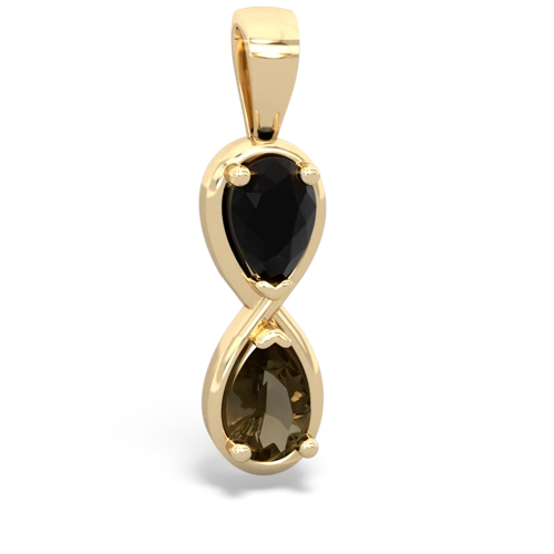 onyx-smoky quartz infinity pendant