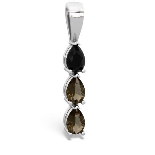 onyx-smoky quartz three stone pendant