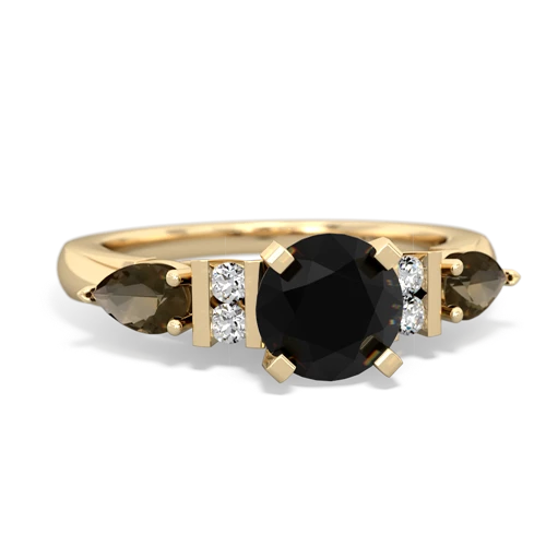 onyx-smoky quartz engagement ring