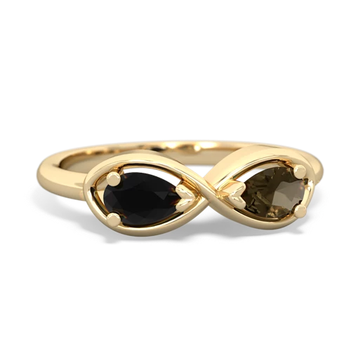 onyx-smoky quartz infinity ring