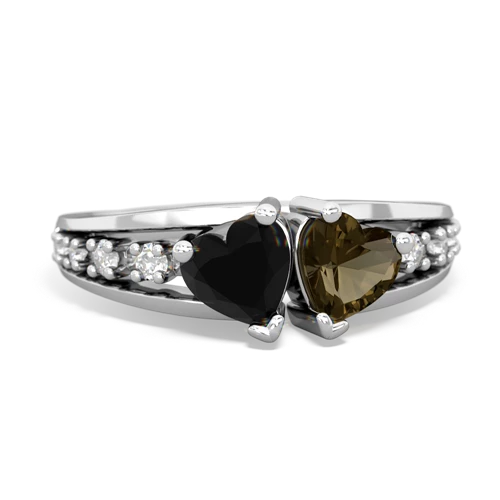 onyx-smoky quartz modern ring