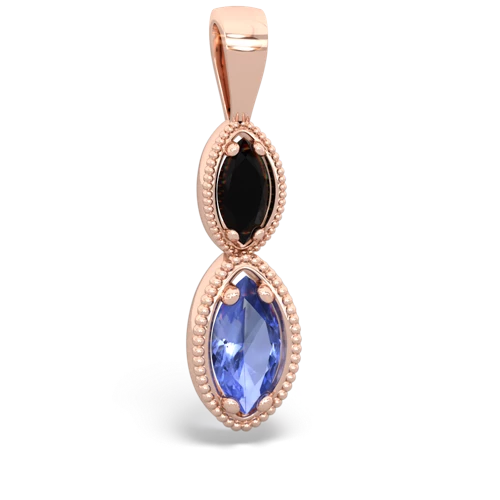 onyx-tanzanite antique milgrain pendant