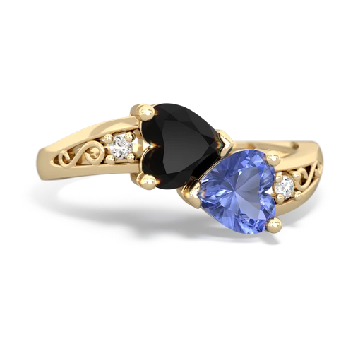 onyx-tanzanite filligree ring