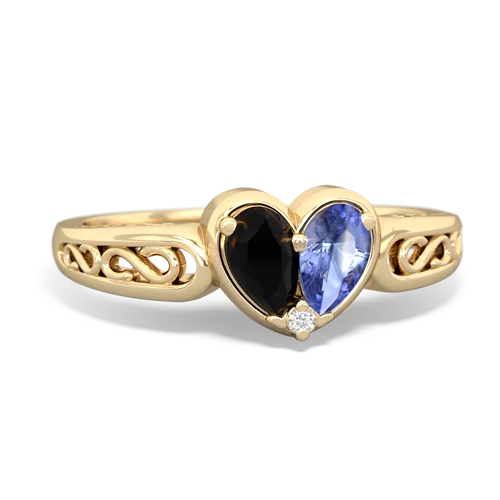 onyx-tanzanite filligree ring