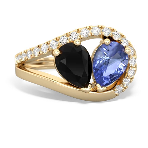 onyx-tanzanite pave heart ring