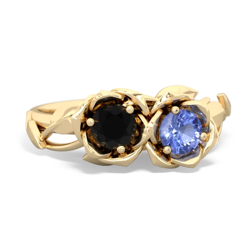 onyx-tanzanite roses ring