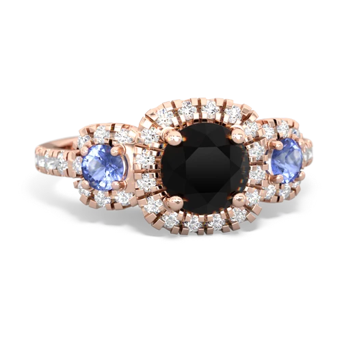 onyx-tanzanite three stone regal ring