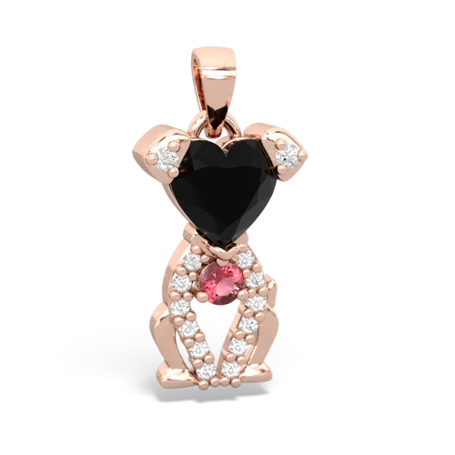 onyx-tourmaline birthstone puppy pendant