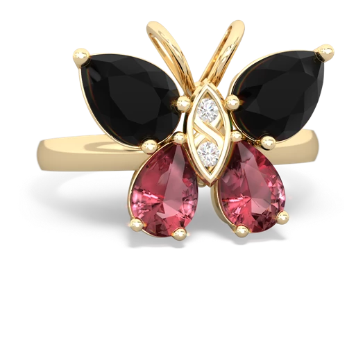 onyx-tourmaline butterfly ring