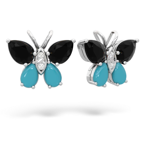 onyx-turquoise butterfly earrings