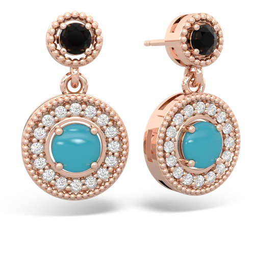 onyx-turquoise halo earrings