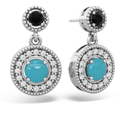 onyx-turquoise halo earrings