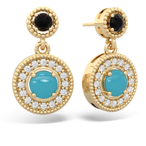 onyx-turquoise halo earrings