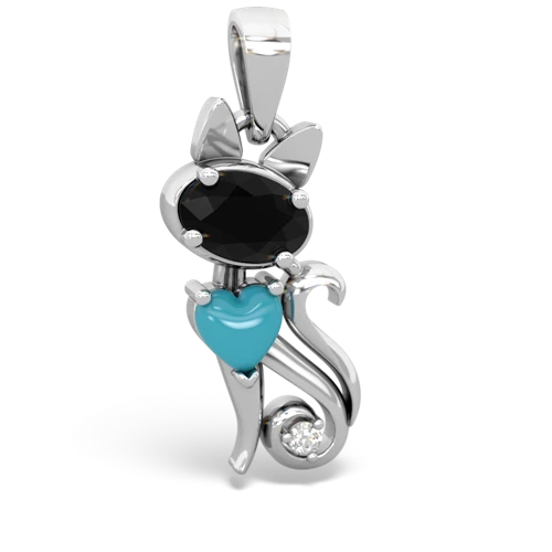 onyx-turquoise kitten pendant