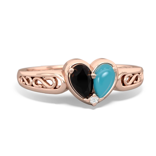 onyx-turquoise filligree ring