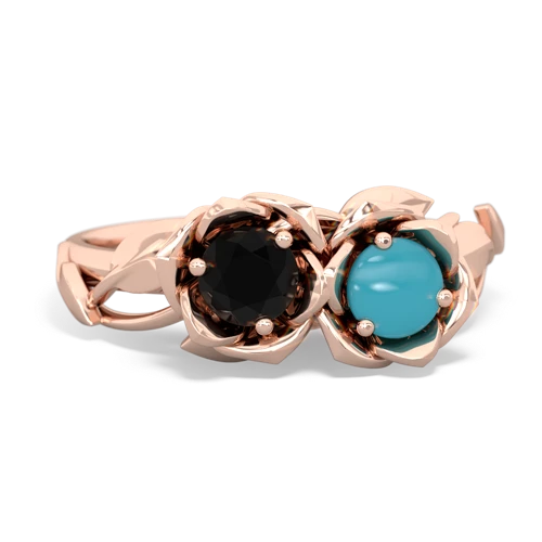 onyx-turquoise roses ring