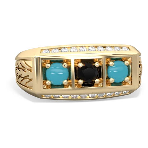 onyx-turquoise three stone ring