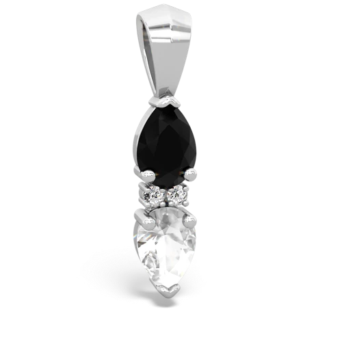 onyx-white topaz bowtie pendant